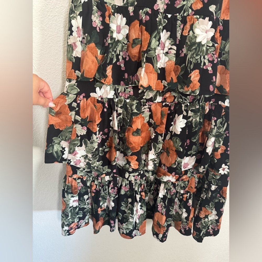 Abercrombie & Fitch Floral Tiered Ruffle Maxi Dress Black Size Small Petite - Picture 5 of 10
